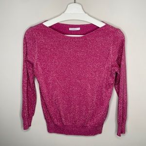 Motivi Metallic Pink Crew Neck Sweater